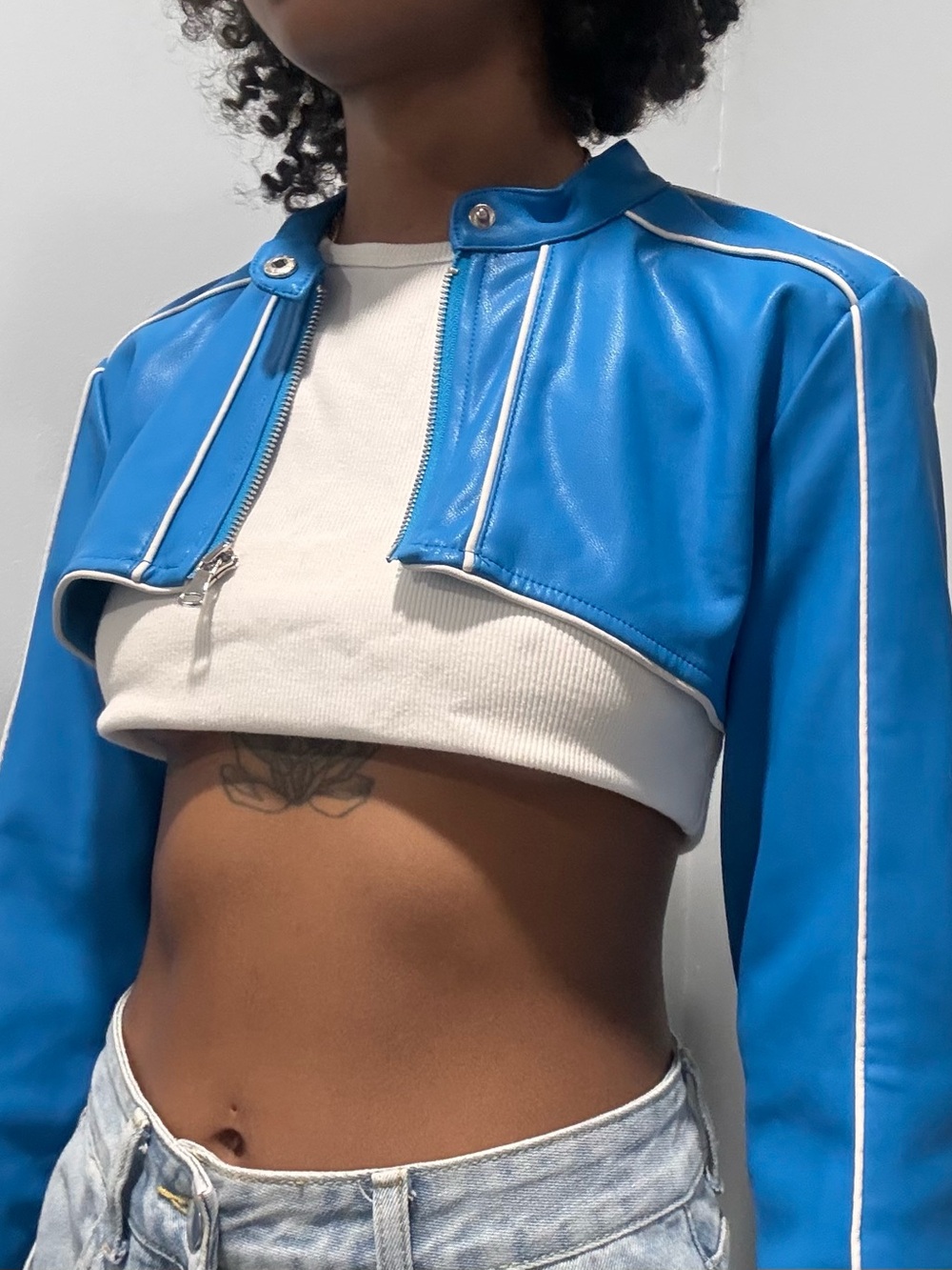 Matte Brand "Caution" Leather Bolero Moto Jacket